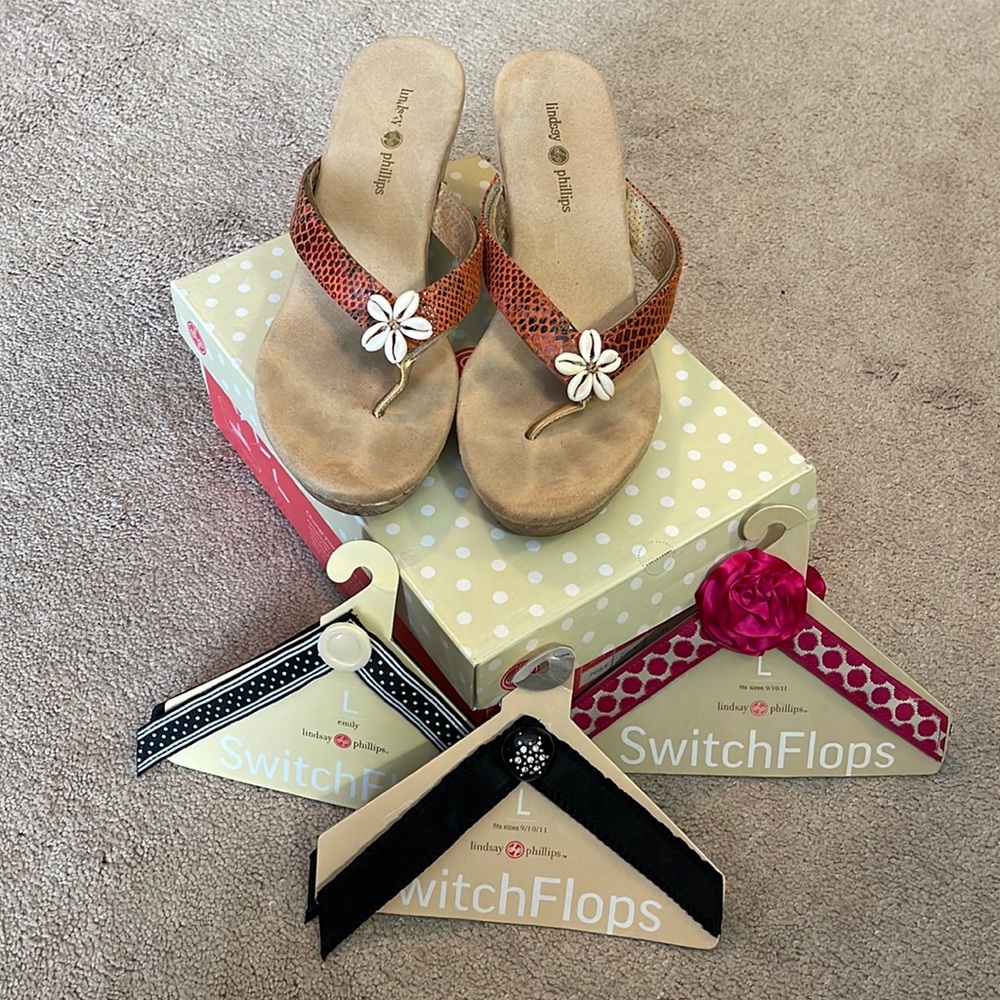 Lindsay Phillips Switch Flops Collection in Size 11 plus 3 sets of straps!